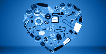 Heart,Spare,Auto,Parts,For,Car,On,Blue,Background.,Set